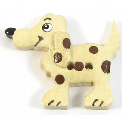 1 Wood Spotted Dog Button