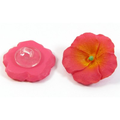 1 Acrylic Pink Flower Button