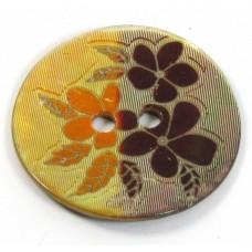 1 Mother of Pearl Copper-Orange Flower Button