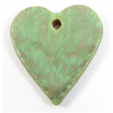 1 Funky Heart Porcelain Pendant - Verdigris