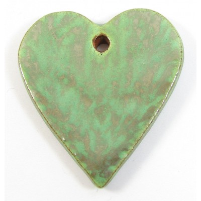 1 Funky Heart Porcelain Pendant - Verdigris