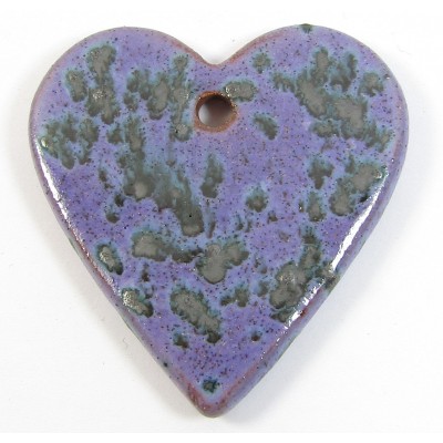 1 Funky Heart Porcelain Pendant - Speckled Violet