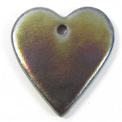 1 Funky Heart Porcelain Pendant - Oil Puddle