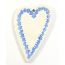 1 Blue Lace Heart Porcelain Pendant