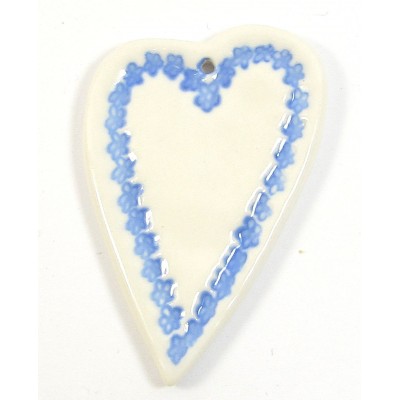 1 Blue Lace Heart Porcelain Pendant