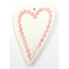 1 Pink Lace Heart Porcelain Pendant