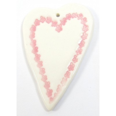 1 Pink Lace Heart Porcelain Pendant