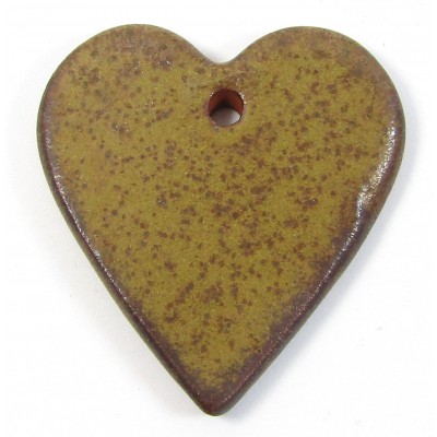1 Funky Heart Porcelain Pendant - Coffee Bean