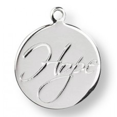 1 Sterling Silver 16mm Disc Pendant Engraved 'Hope'