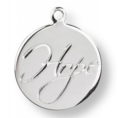1 Sterling Silver 16mm Disc Pendant Engraved 'Hope'