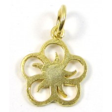 1 Vermeil Five Petalled Flower Charm with Closed Ring