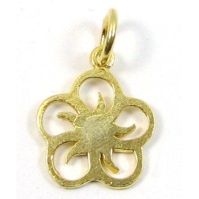 1 Vermeil Five Petalled Flower Charm with Closed Ring