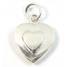 1 Sterling Silver Embossed 10mm Heart Charm