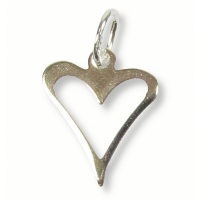 1 Sterling Silver Assymetric Open Heart Charm