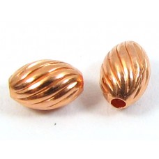 20 Pure Copper 3x5mm Fluted Design Oval Beads