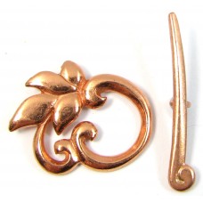 1 Pure Copper Swirl Leaf Toggle Clasp Set