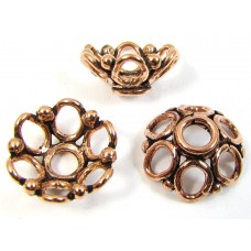 10 Antiqued Pure Copper 12x5mm Open Circles Design Bead Caps