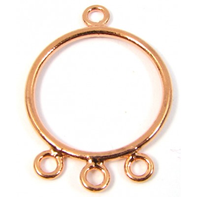 Pair Pure Copper 3 Ring Chandelier Fitting with Hanging Loop
