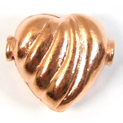 1 Pure Copper Heart Bead Hole Side to Side