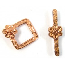 1 Pure Copper Diamond Shape Flower Toggle Clasp