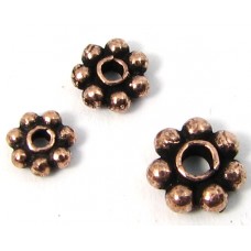 10 Antiqued Pure Copper 4mm Daisy Spacer Beads