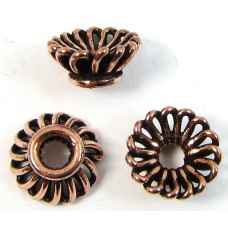 10 Antiqued Pure Copper 10x5mm Fluted Design Beadcaps