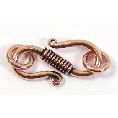 1 Antiqued Pure Copper S Clasp and Rings