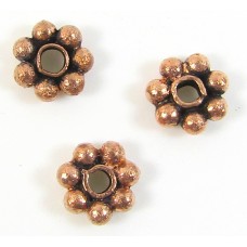 10 Light Antiqued Pure Copper 6mm Daisy Spacer Beads