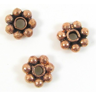 10 Light Antiqued Pure Copper 6mm Daisy Spacer Beads