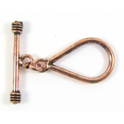1 Antiqued Pure Copper Teardrop Toggle Clasp