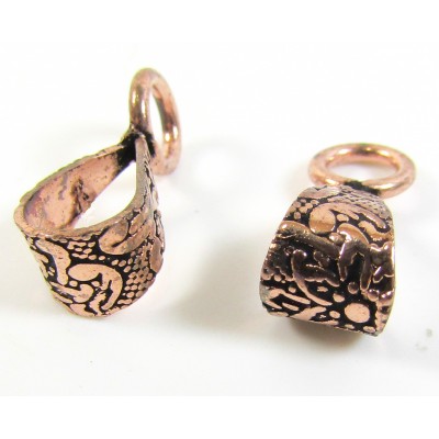 1 Antiqued Pure Copper Decorated Bail