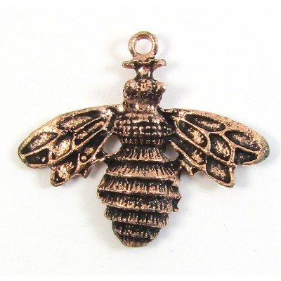 1 Antiqued Pure Copper Bee Pendant