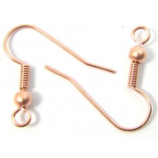 1 Pair Pure Copper Earwire with Ball & Coil Earring Findings