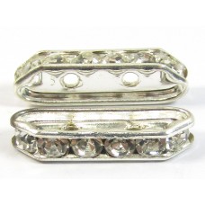 1 Silver Plated Diamante Crystal Spacer Bar 2-Row