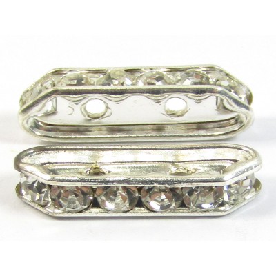 1 Silver Plated Diamante Crystal Spacer Bar 2-Row