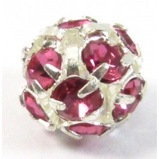 1 Silver Plated Fuchsia Crystal Set 8mm Bead