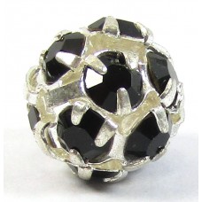 1 Silver Plated Black Crystal Set 8mm Bead