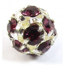1 Silver Plated Amethyst Crystal Set 8mm Bead