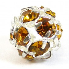 1 Silver Plated Topaz Crystal Set 8mm Bead