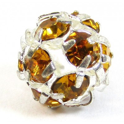 1 Silver Plated Topaz Crystal Set 8mm Bead