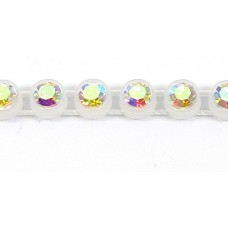 1 cm Preciosa Crystal Chaton Alabaster Banding with Crystal AB Stones 1 Row