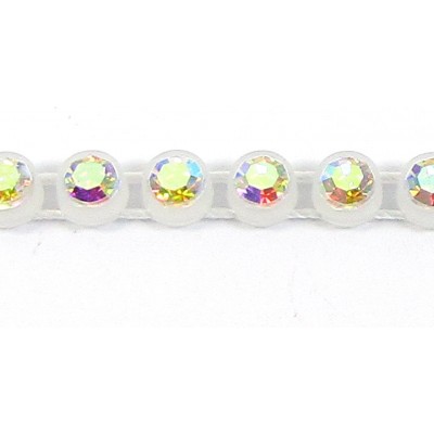 1 cm Preciosa Crystal Chaton Alabaster Banding with Crystal AB Stones 1 Row