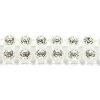 1 cm Preciosa Crystal Chaton Banding Alabaster with Crystal Stones 2 Row
