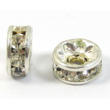 10 Silver Plated Clear Crystal 7mm Rondelle Spacers