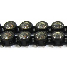 1 cm Preciosa Crystal Chaton Banding Black with Crystal Stones 2 Row