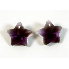 2 Crystal Amethyst 14mm Star Pendants