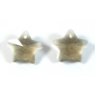 2 Crystal Smokey Quartz 14mm Star Pendants