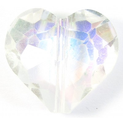1 Clear AB Crystal Facetted 18mm Heart Bead