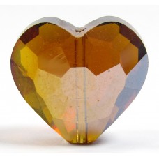 1 Copper AB Crystal Facetted 18mm Heart Bead