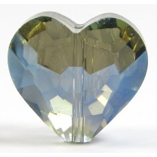 1 Pear Green AB Crystal Facetted 18mm Heart Bead